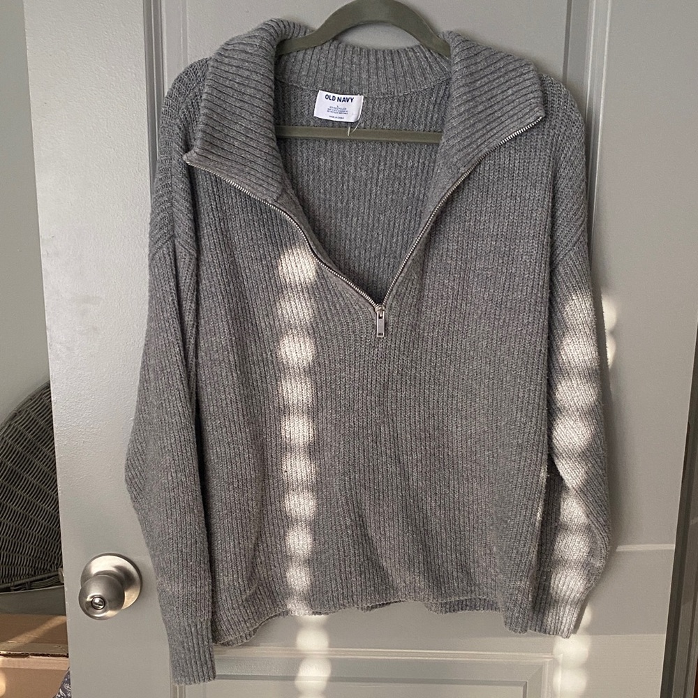 Old Navy Heather Gray Zip-Up Sweater
